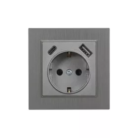   Nova csatlakozóaljzat USB csatlakozóval szürke szálcsiszolt kerettel