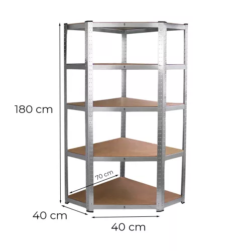 Nagy teherbírású sarokpolc 180x70x40-40 cm 175 kg króm