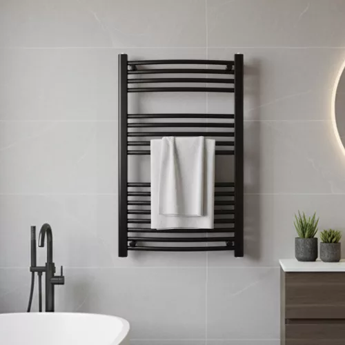 Íves törölközőszárító radiátor 1000x500 mm fekete