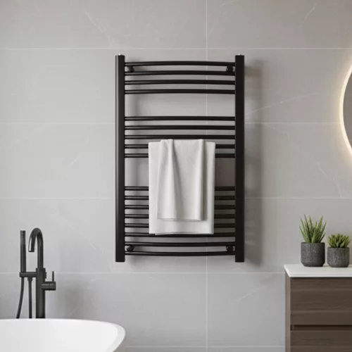 Íves törölközőszárító radiátor 1000x600 mm fekete