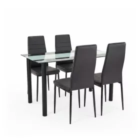 Mezza 4+1 étkező garnitúra fekete-fekete