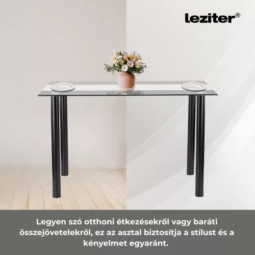 Riona 140 cm szögletes üveg étkezőasztal