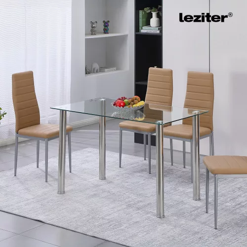 Berna 140 cm szögletes üveg étkezőasztal