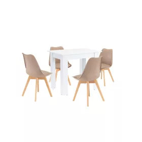 Amina 4+1 Essgruppe beige-weiß