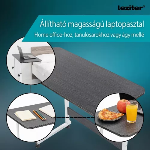 Állítható magasságú laptopasztal 80x40 cm fekete