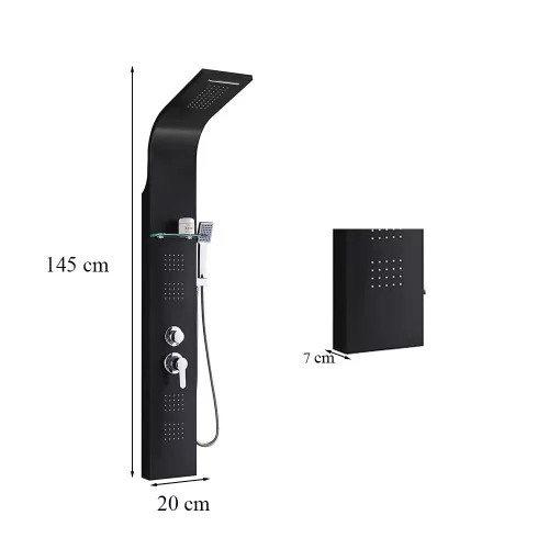 Alegro Black hidromasszázs zuhanypanel, rozsdamentes acél
