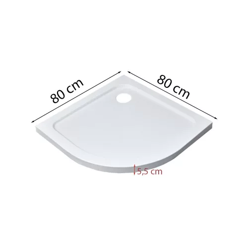 Modena Slim íves alacsony akril zuhanytálca 80x80 cm