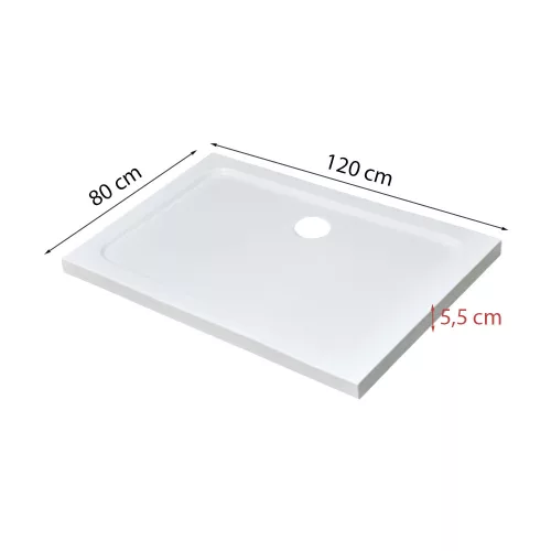 Modena Slim aszimmetrikus szögletes akril zuhanytálca, 80x120 cm