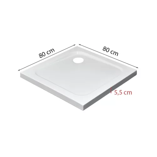 Modena Slim szögletes alacsony akril zuhanytálca 80x80 cm