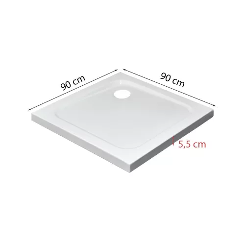 Modena Slim szögletes alacsony akril zuhanytálca 90x90 cm