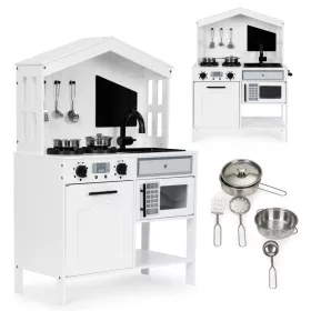 Kinderküche aus Holz, Backofen, Mikrowellenherde, Zubehör