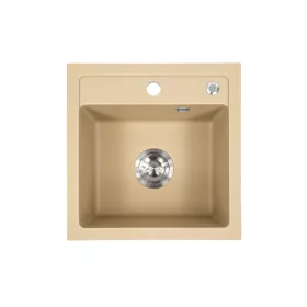 Quadratisches Nia-Granitwaschbecken mit Siphon, beige