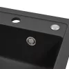 Nia quadratisches Einzelbecken aus Granit mit Siphon, schwarz