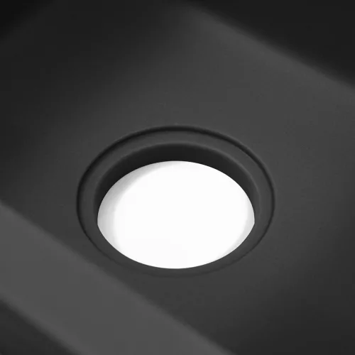 Nia quadratisches Einzelbecken aus Granit mit Siphon, schwarz