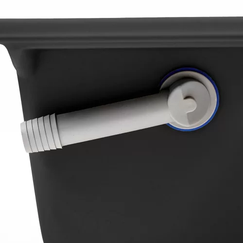 Nia quadratisches Einzelbecken aus Granit mit Siphon, schwarz