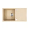 Gori quadratisches Einzelwaschbecken + Tropfspüle aus Granit mit Siphon, beige