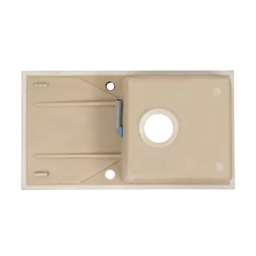 Gori quadratisches Einzelwaschbecken + Tropfspüle aus Granit mit Siphon, beige