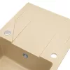Gori quadratisches Einzelwaschbecken + Tropfspüle aus Granit mit Siphon, beige