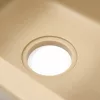 Gori quadratisches Einzelwaschbecken + Tropfspüle aus Granit mit Siphon, beige