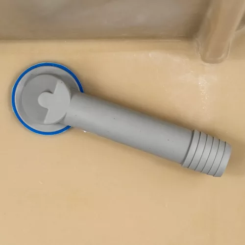Gori quadratisches Einzelwaschbecken + Tropfspüle aus Granit mit Siphon, beige