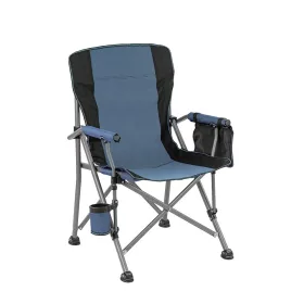   Leziter Comfort Angelstuhl mit Armlehnen und Getränkehalter, blau