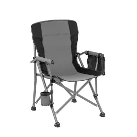   Leziter Comfort Angelstuhl mit Armlehnen und Getränkehalter, grau