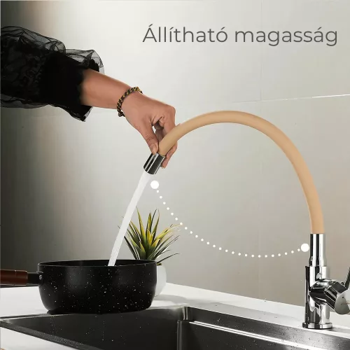 Corin freistehender Waschtischhahn mit flexiblem Auslauf, beige