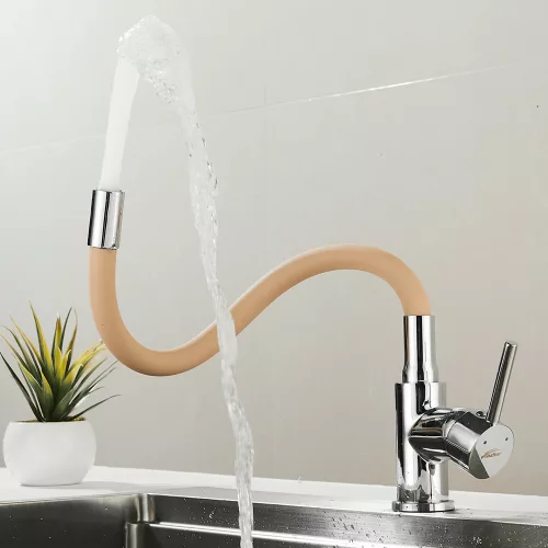 Corin freistehender Waschtischhahn mit flexiblem Auslauf, beige