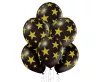 Balón Starry Black Star, sada 6 balónov s priemerom 30 cm (12 palcov)