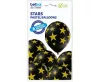 Balón Starry Black Star, sada 6 balónov s priemerom 30 cm (12 palcov)