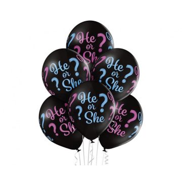   Fiú vagy Lány He or She léggömb, lufi 6 db-os 12 inch (30cm)