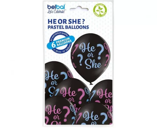 Balón pre chlapca alebo dievča On alebo ona, 6 kusov, 12 palcov (30 cm)