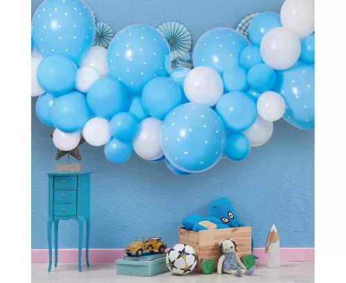 Balón Baby Blue, sada balónových girland, 65 kusov