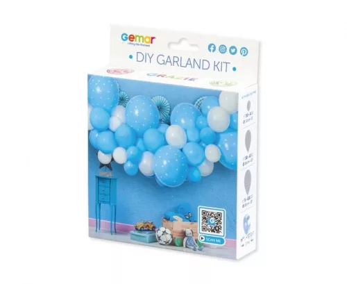 Balón Baby Blue, sada balónových girland, 65 kusov