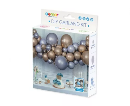 Farebný strieborno-zlatý balón, sada balónových girland, 65 kusov