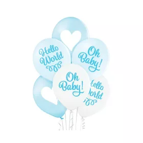 Oh Baby Boy léggömb, lufi 6 db-os 12 inch (30cm)