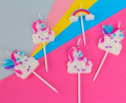 Einhorn-Regenbogen-Kuchenkerze, 5er-Set