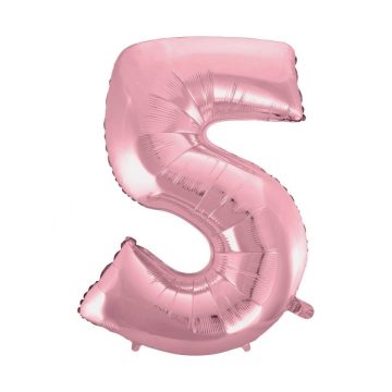 Rózsaszín Light Pink 5-ös szám fólia lufi 92 cm