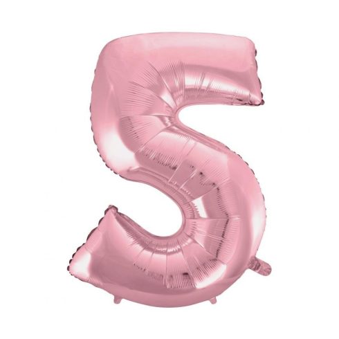Rózsaszín Light Pink 5-ös szám fólia lufi 92 cm