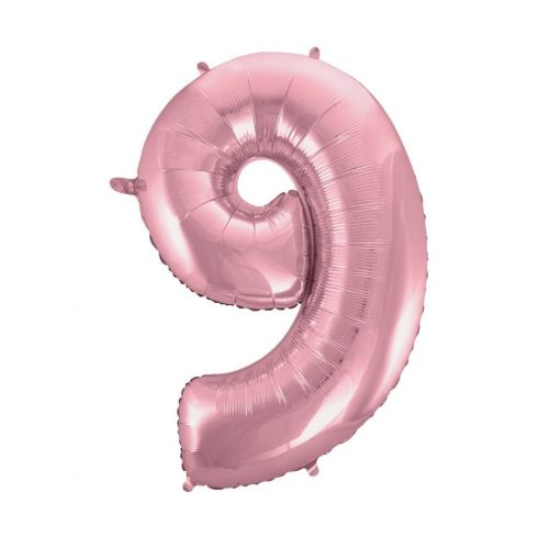 Rózsaszín Light Pink 9-es szám fólia lufi 92 cm