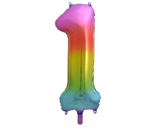 Fóliový balón číslo 1 s dúhou 85 cm