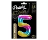 Szivárvány Rainbow 5-ös szám fólia lufi 85 cm