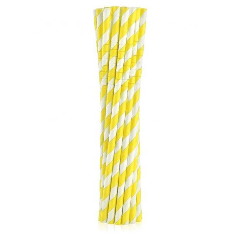 Sárga Yellow Stripes rugalmas papír szívószál 12 db-os