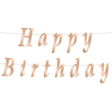 Metallic Rose Gold Happy Birthday felirat 200 cm