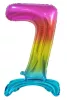 Fóliový balón s dúhovým číslom 7 a podstavcom, 74 cm