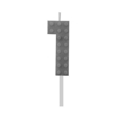 Építőkocka 1-es Grey Blocks tortagyertya, számgyertya