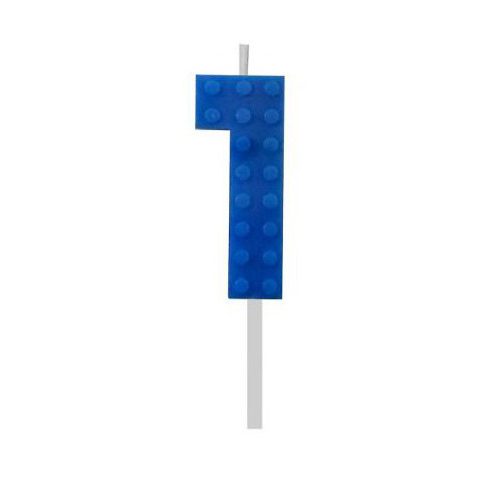Építőkocka 1-es Blue Blocks tortagyertya, számgyertya