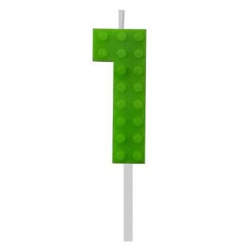 Építőkocka 1-es Green Blocks tortagyertya, számgyertya