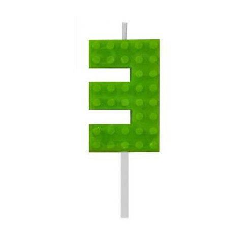 Építőkocka 3-as Green Blocks tortagyertya, számgyertya