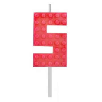 Építőkocka 5-ös Red Blocks tortagyertya, számgyertya